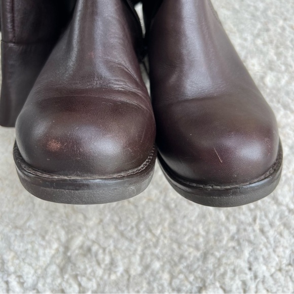 Tara M Brown Leather DIDI Faux Fur Interior Block Heel Rounded Toe Boots Sz 9 - Picture 7 of 14